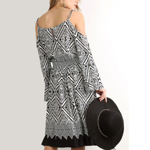 Mystree | Tribal Print Cold Shoulder Dress